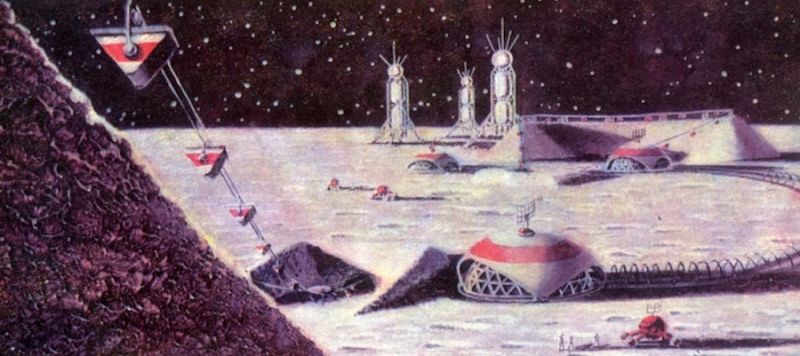 Una instalación minera en la Luna, de Los Hitos de la Época Espacial, 1967, por M. Vasiliev